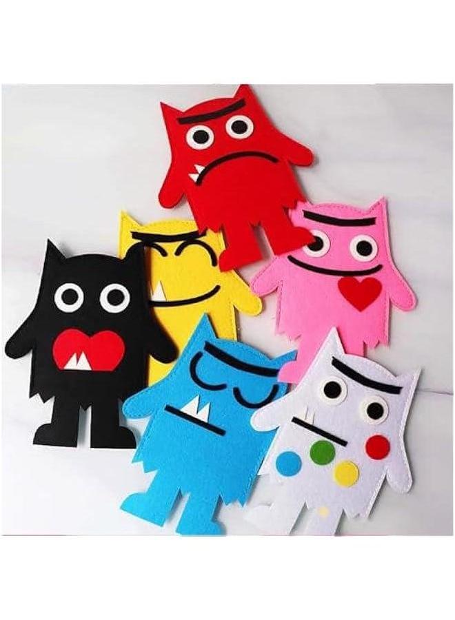 Color Monster Hand Puppets Set, My Emotional Little Cartoon Doll, Blue/Red Puppets, Set - Image 2